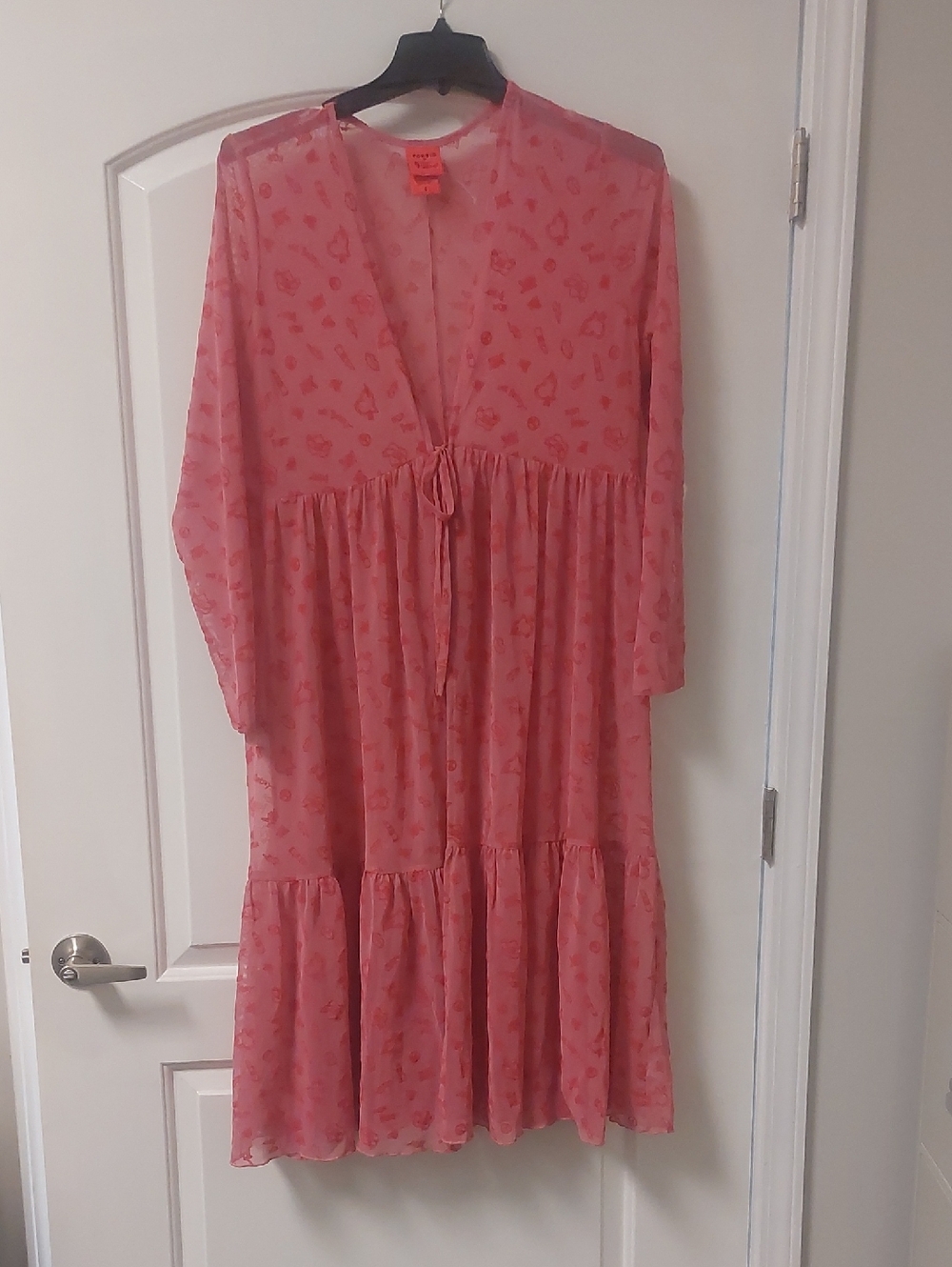 Torrid Betsey Johnson Pink Mesh Tie Front Kimono Duster Sz Large 0X